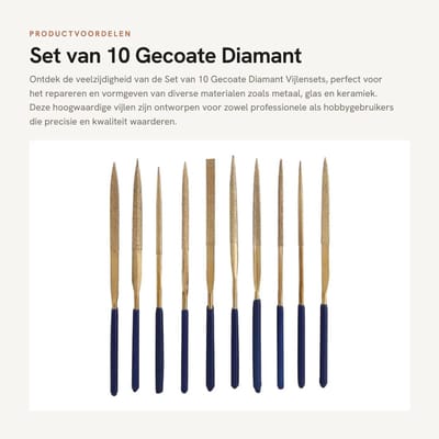 Dailygoods- Diamantvijlen Set 10 Stuks - Vijlenset voor Metaal/Glas/Ceramics - Diverse Vijlvormen - Hoogwaardige Slijtvastheid - Inclusief Handvat - Vijlen