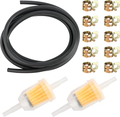 Benzinefilter - 2 Stuks - Filter - Brandstoffilter Inline - Universeel - Brandstofslang - Geschikt voor Scooter , Motorfiets , Auto - 2 Meter Benzineslang en Met En 10 Stuks Slangklemmen