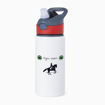 Hacebo® - Paardrijden met naam vrouw waterfles met rietje rood - Paardrijden - Vrouwen en meisjes - Cadeau - Verjaardag - Geschenk - Gepersonaliseerd - water fles - 650ML