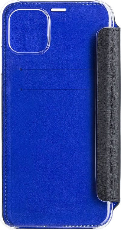 BeetleCase, Hoesje geschikt voor Apple iPhone 11 - Leer Folio met Transparante Achterkant & Kaarthouder, Zwart