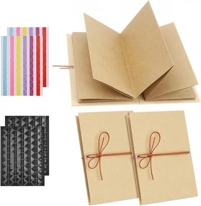 Mini Foto Album Set van 2, 18 x 11,5 cm, Bruin, 34 Pagina's, Perfect voor Herinneringen, Cadeaus en Feestdagen