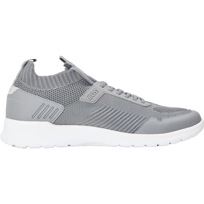 Boss Lage herensneakers van extreem leer (Lichtgrijs)