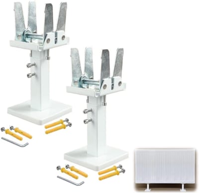 2-delige radiator vloermontageset - Vloergemonteerde radiatorsteunpotenset - Verstelbare radiatorsteunpoten van 14-21 cm - Staande radiatorpootset - Kolomradiatorbeugel - Vloermontagebeugel voor radiatoren thuis