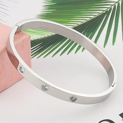 Nieuwe mode armband damesarmband roestvrij stalen armband en armband zirkonia goud dames sieraden cadeau 56-58mm gray