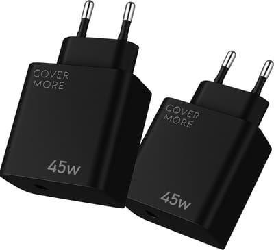 45w usb C adapter oplader - Snellader - Usb C snel lader - Oplader usb C - Super fast charging tot 45 watt - 2 stuks - Zwart
