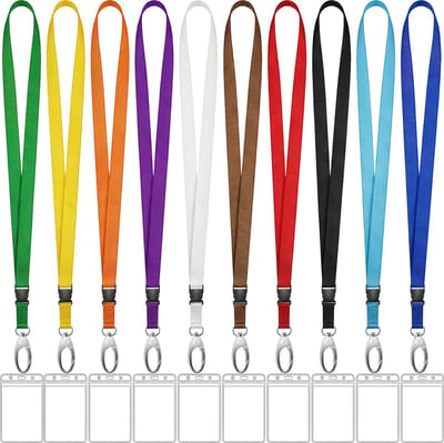 10 Stuks Afneembare Lanyards Sleutelhangers met 10 Badgehouders - Kleur Nekkoords - Keycord Pashouder - Kaarthouder met Keykoord - Badge Houder voor Kaart/Sleutels - Telefoon/GSM Koord - Sleutelkoord - Universeel ID Pashouder - Telefoonkoord