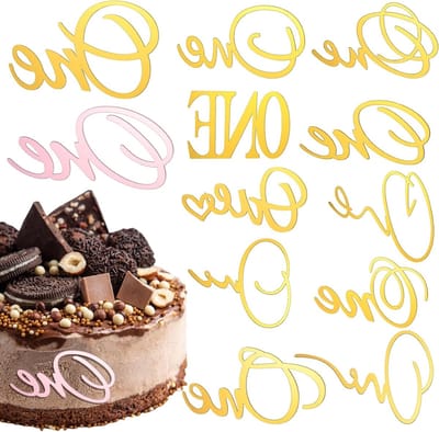 Verjaardagsdecoratie voor 1e Verjaardag, Gouden Cake Topper, Cupcake Toppers en Feestartikelen voor Jongens en Meisjes