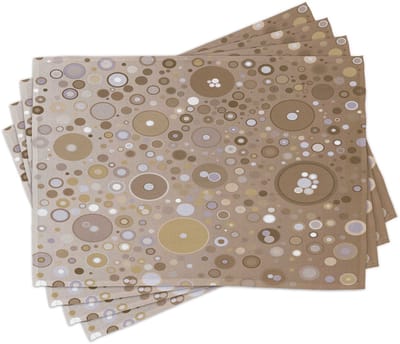 ABAKUHAUS – Ook als placemats: zachte, gekleurde cirkels en stippen in verschillende maten; bubbelachtige patronen, tafeldecoratie van kleurvaste stof voor eetkamer en keuken; lichtviolet, crème, tan