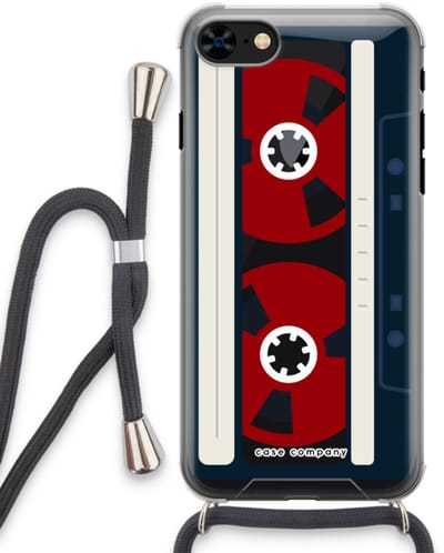 Case Company® - Hoesje met koord geschikt voor iPhone 8 hoesje met Koord - Here's your tape - Telefoonhoesje met Zwart Koord - Bescherming aan alle Kanten en Over de Schermrand