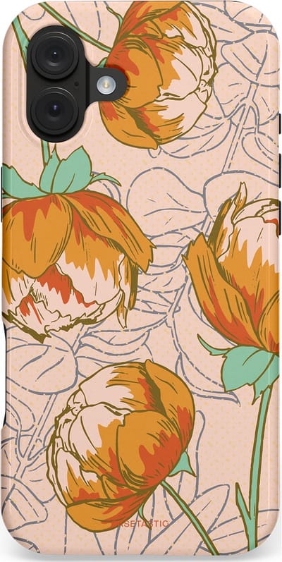 Casetastic hoesje geschikt voor Apple iPhone 16 Plus - MagSafe - Dubbellaagse bescherming - Lente pioenroos - Fashion Case - Zand Zilver Okergeel Terracotta