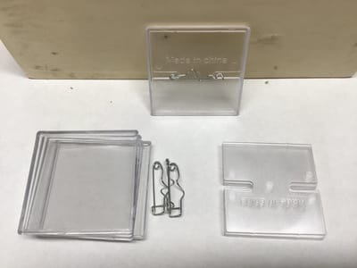 Transparante, vierkante plastic buttons, 5 stuks  Afm. 5,5 x 5,5 cm