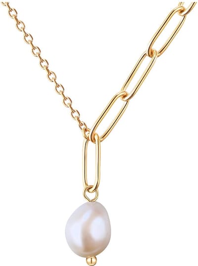 Valero Pearls damesketting roestvrijstalen zoetwaterparel One Size Goud 32018606