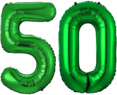 Ballon Cijfer 50 Jaar Groen Helium Ballonnen Verjaardag Versiering Sarah Abraham Feest Versiering Met Rietje - 86Cm