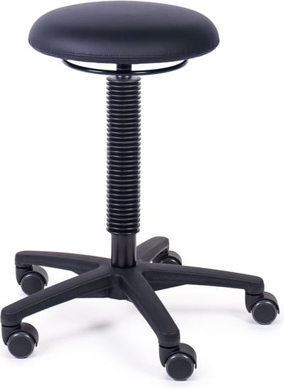 MTM STOELEN - Kruk LOKI 200-N op wielen - zithoogte 51/71 cm - ronde comfortabele zitting zwart kunstleer - multi inzetbaar