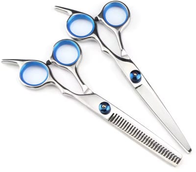 New Age Devi - Ontdek de ultieme kappersset voor professionele precisie - de Uitdunschaar en Knipschaar van New Age Devi - gemaakt van hoogwaardig RVS en voorzien van ergonomische grip - inclusief Effileerschaar en Coupeschaar voor perfecte kapsels!