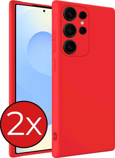 Hoesje - 2 Stuks - Geschikt voor Samsung Galaxy S25 Ultra - Sterk & Shockproof - Telefoonhoes - Back Cover - Case Siliconen - Telefoon Hoes - Rood