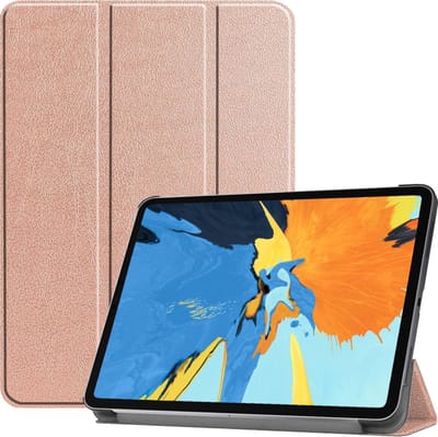 Hoes - Geschikt voor Apple iPad Pro (2020) - 11 inch - Dun & Stevig - Trifold Bookcase - Hard Cover - Hardcover Book Case - Tablet Hoesje - Rosé goud
