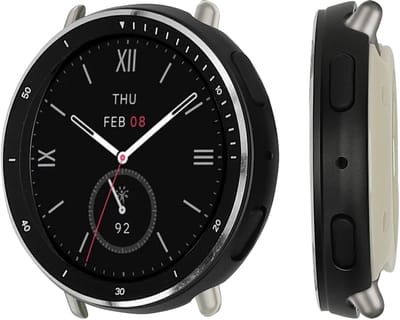 kwmobile Cover compatibel met Amazfit Active 2 (A2437) Hoes – Fullbody Fitnesstracker Case Set van roestvrij staal – zwart