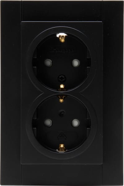 KOPP - Wandcontactdoos - Athenis HK07 - Inbouw - 1-voudig Dubbel Stopcontact - Randaarde - Shutter - Mat Zwart