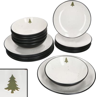 18-delig bordenset CHRISTMAS PANTHER voor 6 personen van aardewerk - 23105052