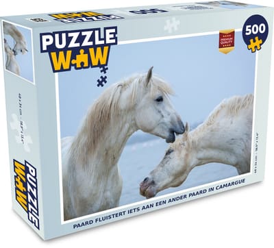 Puzzel Paard fluistert iets aan een ander paard in Camargue - Legpuzzel - Puzzel 500 stukjes