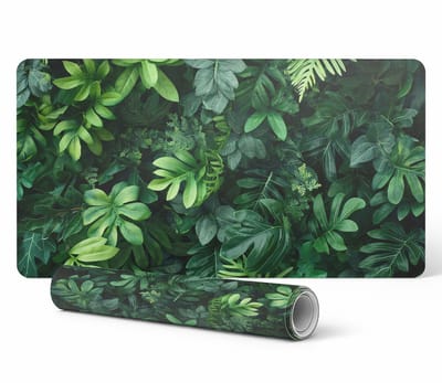 Antislip muis- en toetsenbordmat met tropische bladeren, 90x45 cm