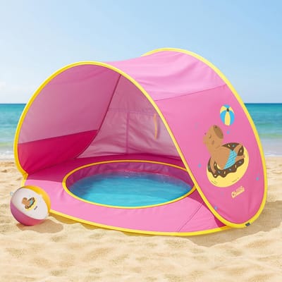 Pop-up Strandtent 2 Personen met UV-Bescherming, Windbestendig, Compact en Draagbaar – Strand, Zwembad & Park