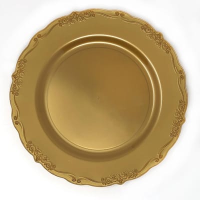 Decorline- Elegante plastic herbruikbare gouden bordenset,Casual collectie, hoogwaardig vintage servies, Chinese look, serviesset voor alle gelegenheden, 40-delig Servies Set, Goud .