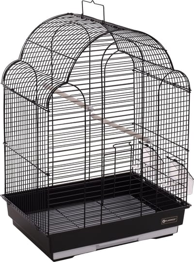 Vogelkooi – Parkietenkooi Bali Zwart 42x30x57,5cm – stijlvolle metalen kooi met accessoires voor parkieten