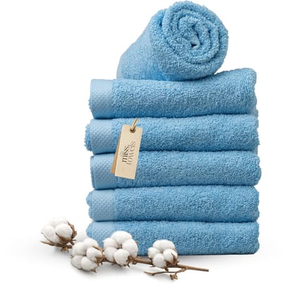 Miss Towels 50x100 Handdoeken Set 6 st.- 5 sterren Hotelkwaliteit - Badtextiel - Luxe Badhanddoeken - Zachte Badlakens - HemelsBlauw - Made in Portugal