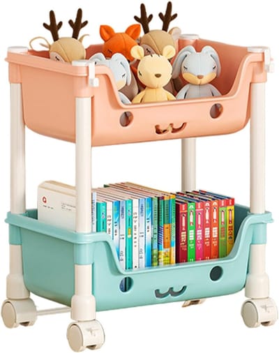 Speelgoed Opbergrek - Speelgoed Organizer - Kinderspeelkamer - Verschillende Lagen - 35x24x71cm - Macaron Kleur