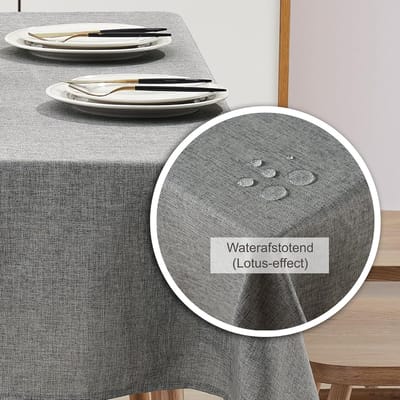 Tafelloper Waterafstotende Linnenlook - Vlekbescherming, Wasbaar - Als Buitentuintafelkleed Voor Eettafels - Donkergrijs - 40x260 cm