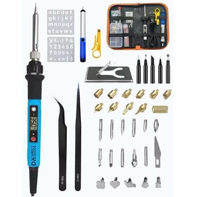 DirectGoods® 3 in 1 Houtbrander - Soldeerbout – Houtbrander - 43 delig - Houtbrander Set - Pyrografie - Soldeerset - Inc. Soldeertin - Luxe led-display