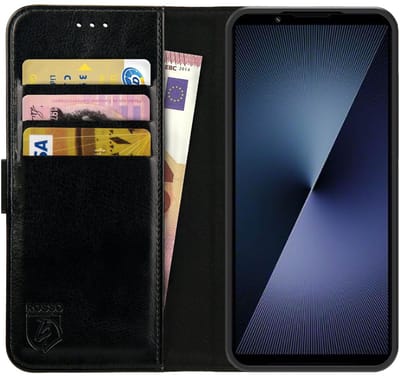 Rosso Element Geschikt voor Sony Xperia 1 VII | Wallet Book Case | Portemonnee Hoesje | 3 Pasjes | Magneetsluiting | Stand Functie | Zwart