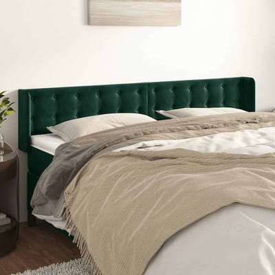 vidaXL - Hoofdbord - met - randen - 203x16x78/88 - cm - fluweel - donkergroen