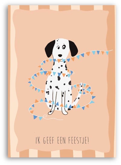Uitnodiging kinderfeestje jongens en meisjes - 12 stuks - Enkele kaart - Verjaardagsfeestje honden illustratie