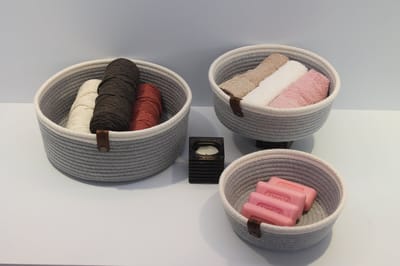 OZ Home - 3-delige Mandenset - Lightblauw/Wit - Duurzaam & Functioneel - Voor Compacte Opslag en Decoratie