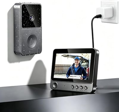 Draadloze Deurbel met Camera en Monitor, 1080P HD, IP65 Waterdicht, 4.3 Inch Scherm, 170° Groothoek, Infrarood Nachtzicht, Twee-Weg Audio en Intercom Systeem voor Veiligheid en Gemak