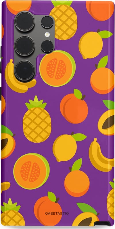 Casetastic Hoesje Geschikt voor Samsung S24 Ultra - Stijlvolle Beschermende Duo-layer Case - Tropisch Fruit Feest