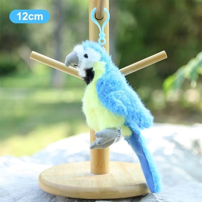 Perroquet à Longs Cheveux Poupée d'Oiseau Réaliste Jouet en Peluche Ornement de Meuble Cadeau pour Enfant Poupée en Chiffon Poupée Inductrice de Sommeil
