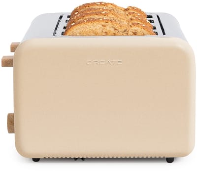 CREATE - Broodrooster voor breed brood - 6 bruiningsniveaus - 1500W - Zand - TOAST RETRO