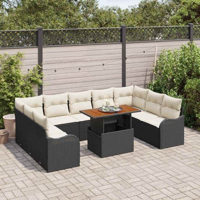 vidaXL - Tuinbank - Set - 10 - st - 9-Aantal - zitplaatsen - Zwart - en - crème
