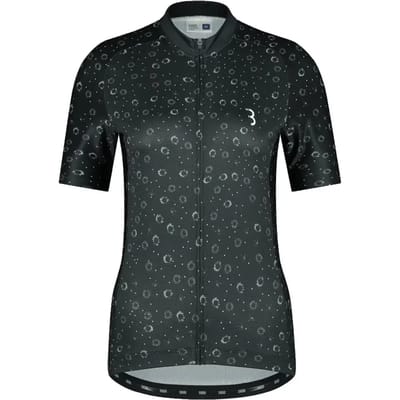 BBB Cycling Fietsshirt Dames Korte Mouw DonnaFit - Wielershirt Dames Korte Mouw - Comfortabel en Sneldrogend Wielrenshirt Dames - Zwart Bloemen - Maat S - BBW-412