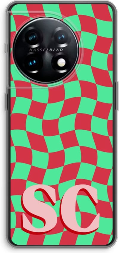 Gepersonaliseerd - Case Company® - Hoesje geschikt voor OnePlus 11 hoesje - Grid Monogram - Soft Cover Telefoonhoesje - Bescherming aan alle Kanten en Schermrand