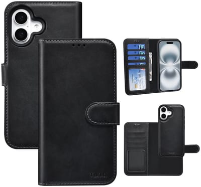 2in1 Backcover & Portemonnee Hoesje met Pasjeshouder voor 3 pasjes - met afneembaar magnetisch hoesje iPhone 16 - Zwart