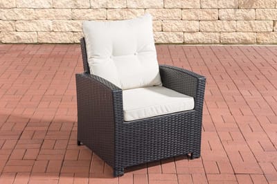 Tuinstoel deluxe - Weerbestendig - Loungestoel look - Wicker - Zwart/wit - Tuinstoelen set van 1