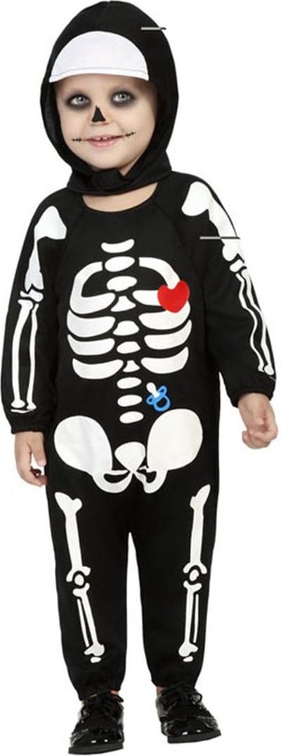 Atosa Verkleed set voor peuters - skelet - zwart - 2-delig - carnaval/Halloween dieren verkleedkleding 24-36 mnd
