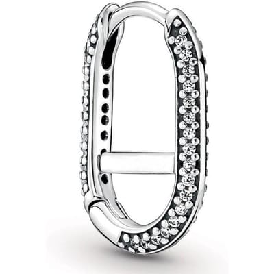 Authentieke 925 Sterling Zilver Pavé Link ME Cool Banana Maan Kracht Licht Me Op Hoop Oorbel Voor Vrouwen Verjaardagscadeau Sieraden white