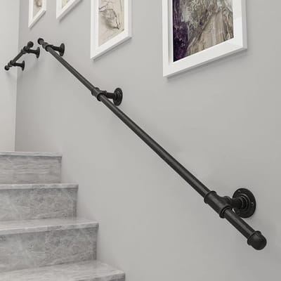 Metalen trapleuning - Smeedijzeren handgreep - Veiligheid thuis - Roestbestendig gecoat - Tot 300 cm - Zwart