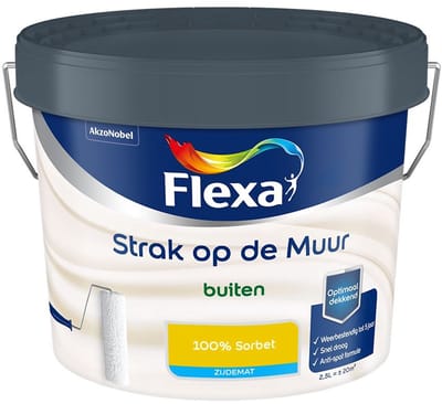 Flexa - Strak Op De Muur Buiten Zijdemat - 100% Sorbet - Mengverf - 2,5 L